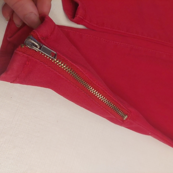 BACCINI Bright Red Denim Cropped Ankle Zip Mid Rise Jeans Bold Size 6 30x26 - Picture 9 of 14